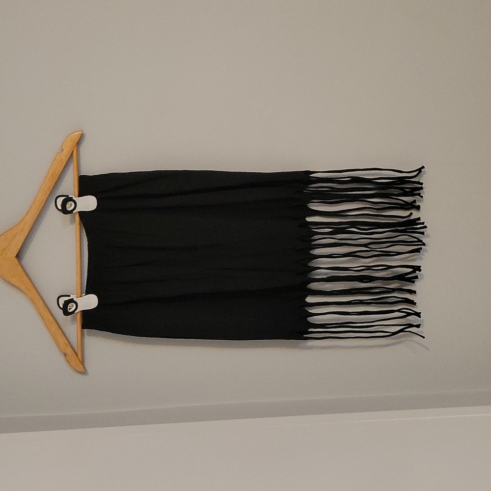 JOYPEACE~ Skirt with Fringe, Black, S